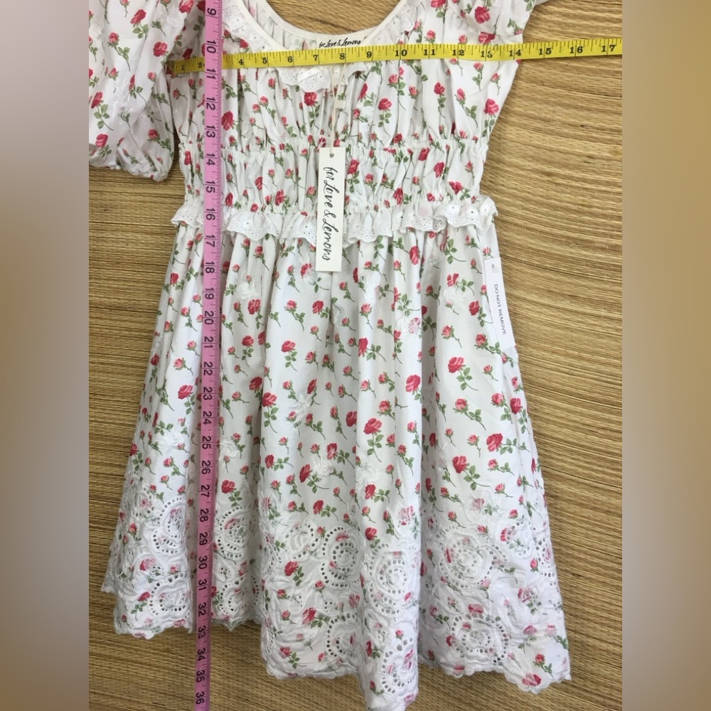 FOR LOVE & LEMONS NWT JACKSON COTTON EMBROIDERED MINI DRESS IN FLORAL PRINT S - Picture 16 of 16